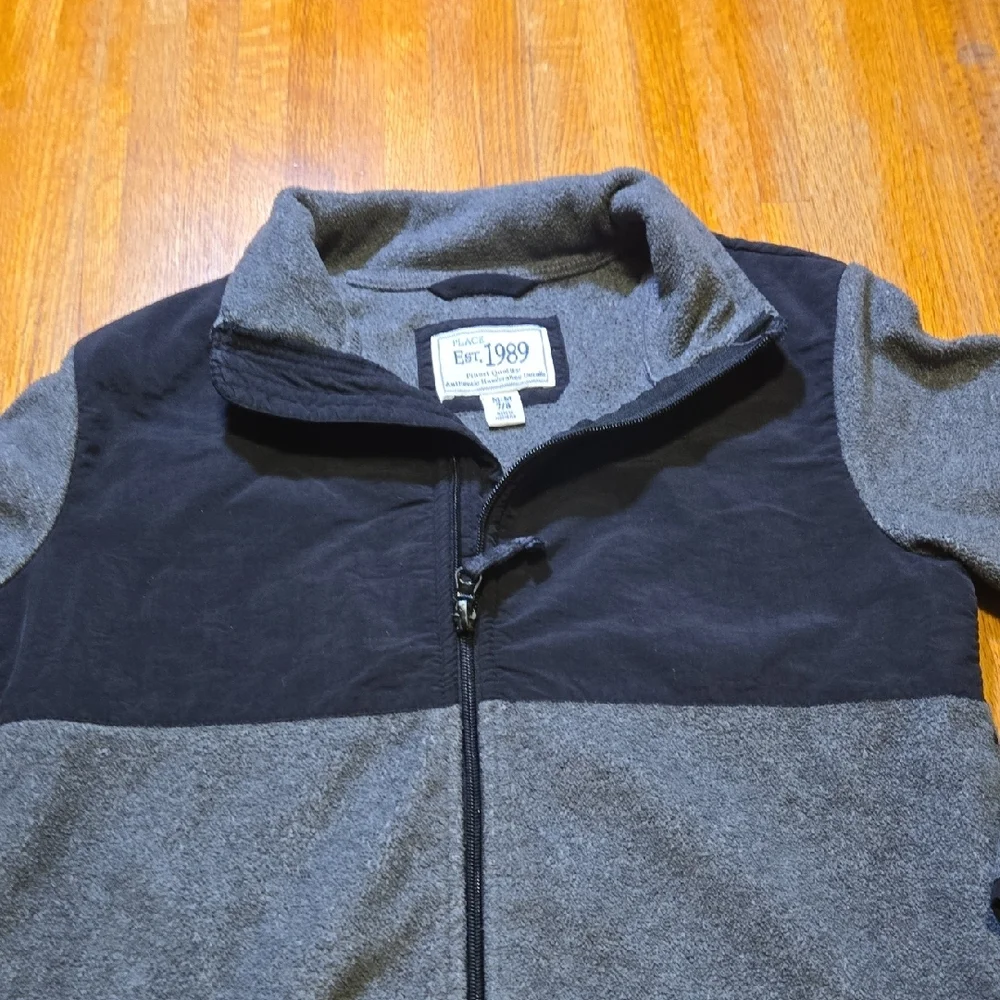 Place Est 1989 Boys Medium (7/8) Gray‎ Black Full Zip Pocket Fleece Jacket